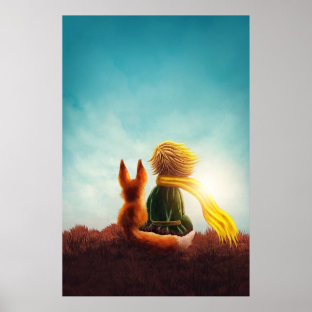 Poster Petit Prince et Renard. Illustration d'art de pépi (Devant)