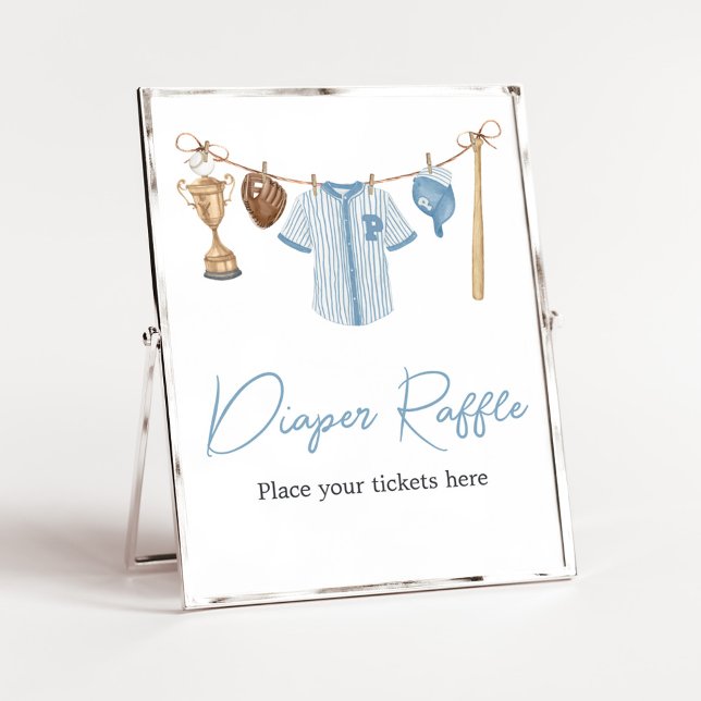 Poster Petit Slugger Baby shower de baseball Déchets Raff (Baseball Little Slugger Baby Shower Diaper Raffle Sign)