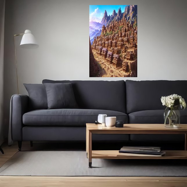 Poster Petit village de pudding au chocolat | Art AI (Créateur téléchargé)