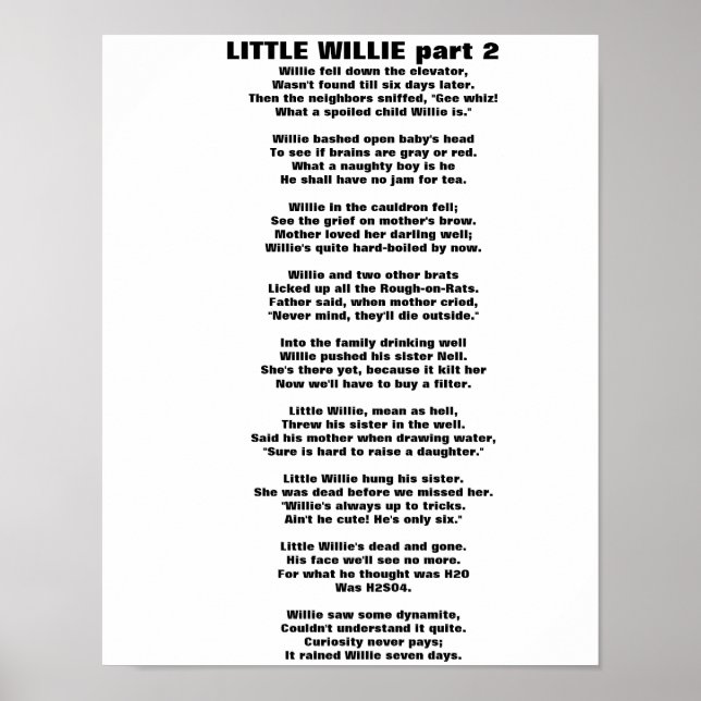 Poster PETIT WILLIE POEM 2e partie (Devant)