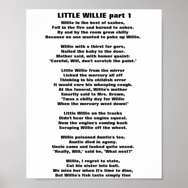 Poster PETIT WILLIE POEM Partie 1 (Devant)