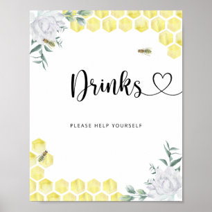 Poster petite abeille Boissons servez-vous