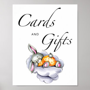 Poster Petite carte lapin et signe cadeau