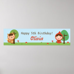 Poster Petite casserole rouge filles fête d'anniversaire 