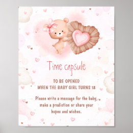 Poster Petite Chérie Rose Baby Shower Jeu Capsule Tempore