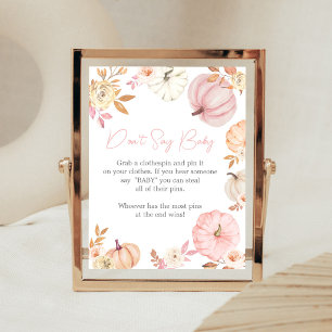 Poster Petite Citrouille Rose Automne Panneau Bébé Interd
