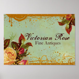 Poster Petite copie de signe d'affiche de rose victorien