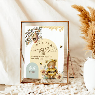 Poster Petite couche de Baby shower de l'ours d'abeille m