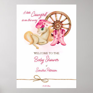 Poster Petite cowgirl baby shower signe de bienvenue