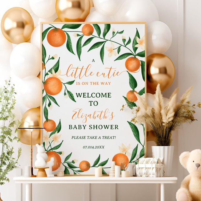 Poster Petite cuite d'agrumes botaniques orange (Botanical citrus orange little cutie welcome poster)