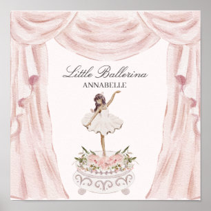 Poster Petite danseuse rose pour Baby Shower ou anniversa