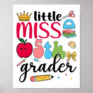Poster Petite écolière de 5e, cinquième jour d'école, cin