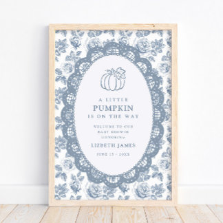Poster Petite Fête de Naissance Citrouille Bleue