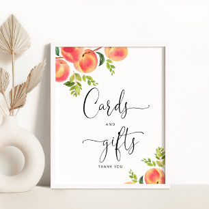 Poster Petite fiche baby shower pêche et signe cadeau