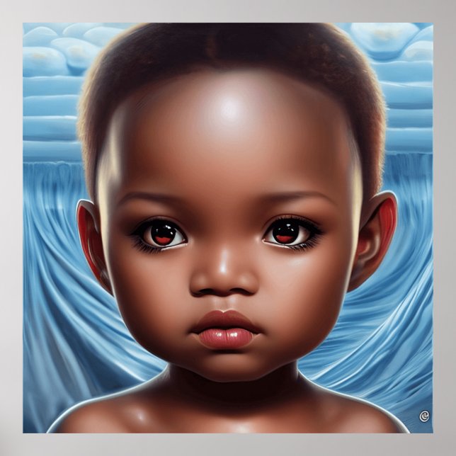 Poster Petite fille aux gros yeux Enfants Enfants Art mod (Devant)