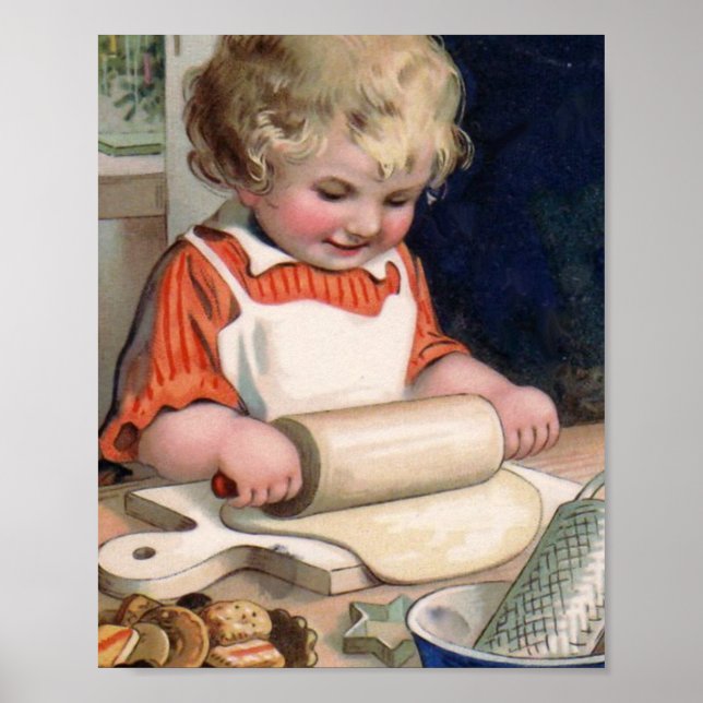 Poster Petite Fille Cuisinière Cookies (Devant)