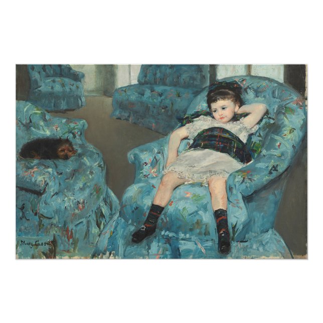 Poster Petite fille dans un fauteuil bleu, 1878 (oi (Devant)