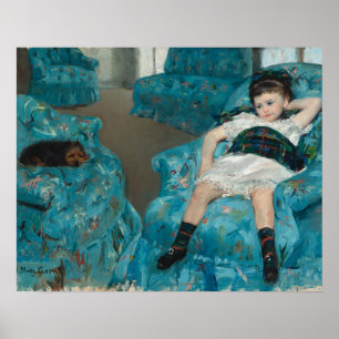 Poster Petite fille dans un fauteuil bleu (par Mary Cassa