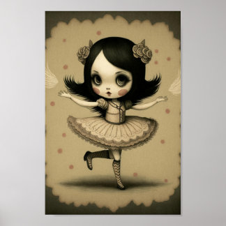 Poster Petite fille de petit rabat doux mignonne