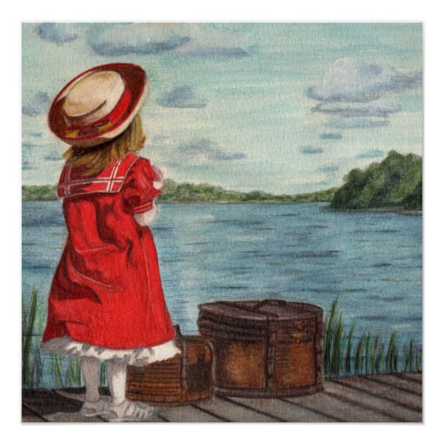 Poster Petite fille en rouge (Devant)