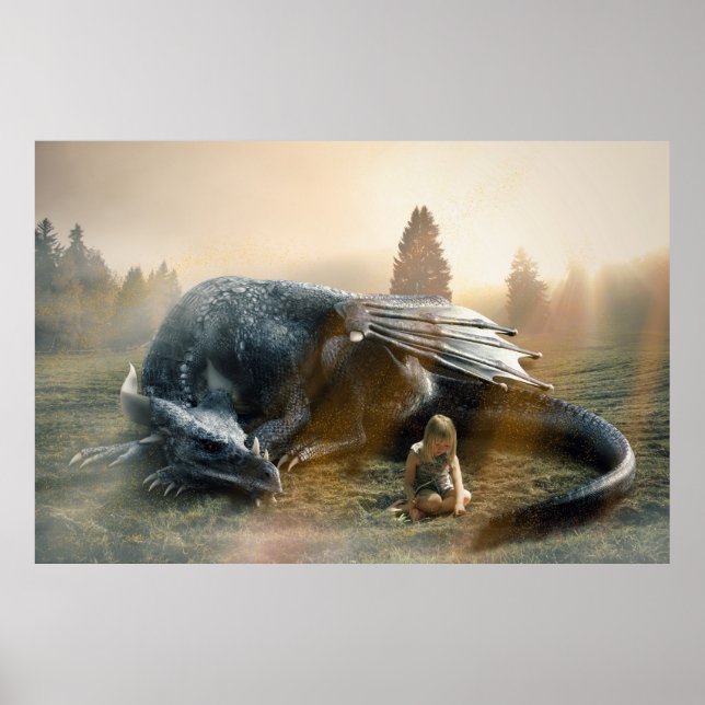 Poster Petite fille et son Dragon (Devant)