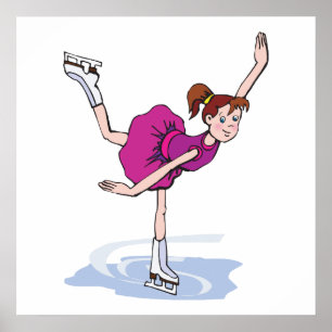Poster petite fille mignonne patineur artistique filature