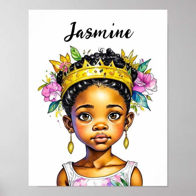 Poster Petite fille personnalisée Princesse de couleur (Devant)