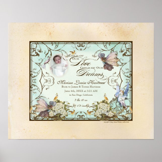 Poster Petite fille personnalisée - Princesse Féerie ench (Devant)