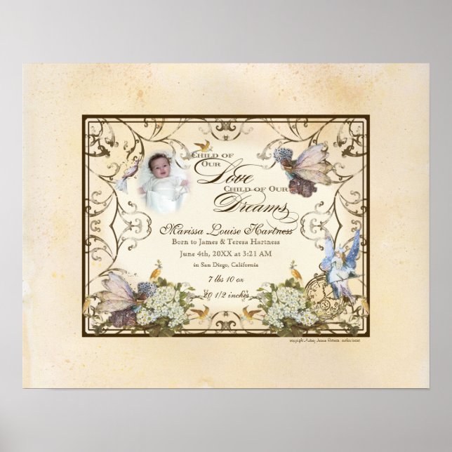 Poster Petite fille personnalisée - Princesse Féerie ench (Devant)