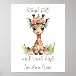 Poster Petite fille personnalisée Safari Nursery Cute Gir