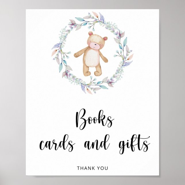 Poster Petite fille porte livres cartes et cadeaux (Devant)