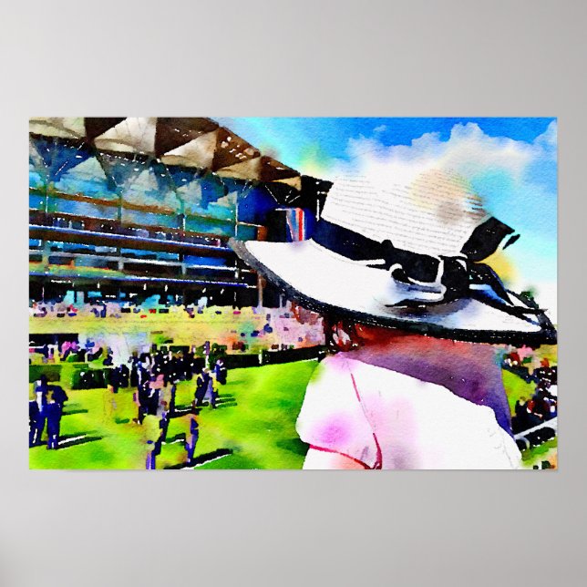Poster Petite fille regardant les courses à Royal Ascot (Devant)