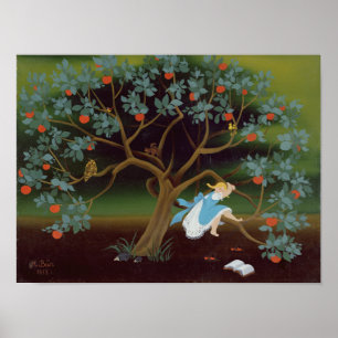 Poster Petite fille sur l'arbre des rêves