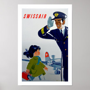 Poster Petite fille Swissair