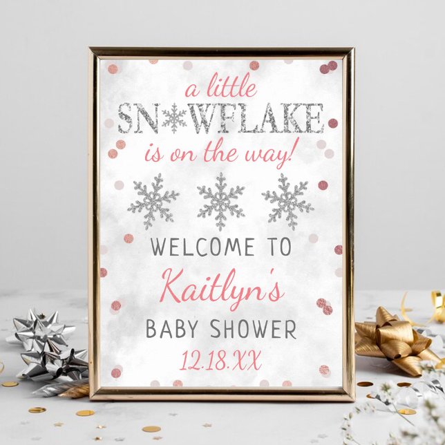 Poster Petite Flamme de neige Filles Baby shower d'hiver  (Créateur téléchargé)