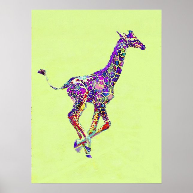 Poster petite girafe colorée (Devant)