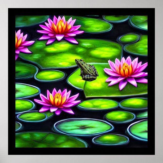 Poster Petite grenouille sur Lily Pad (Devant)