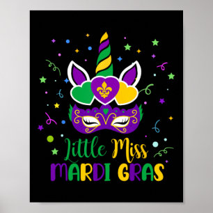 Poster Petite Mademoiselle Licorne de Carnaval Mardi Gras