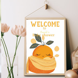 Poster Petite orange cuite sur le chemin Baby shower