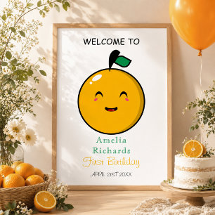 Poster Petite Orange Mignonne Citronnée 1er Anniversaire