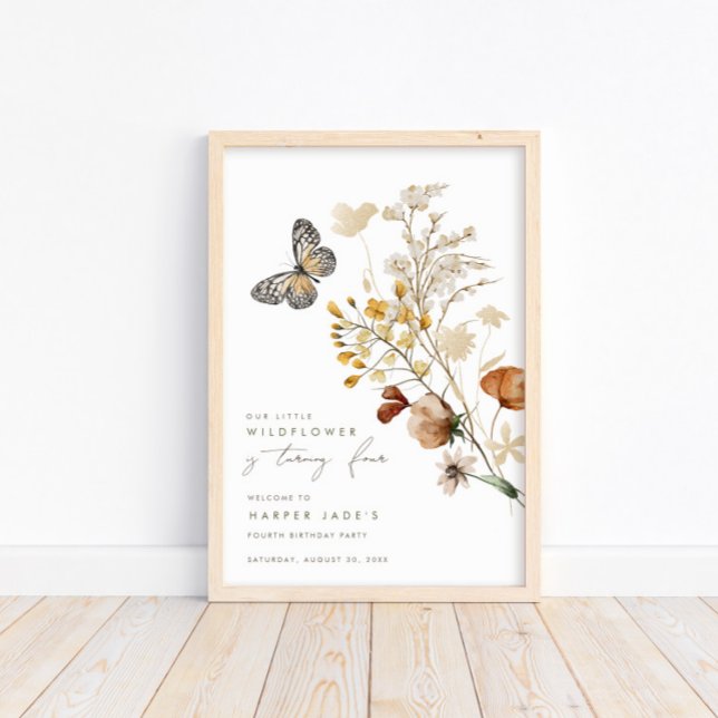 Poster Petite papillon Fleur sauvage Floral Girls Anniver (Créateur téléchargé)