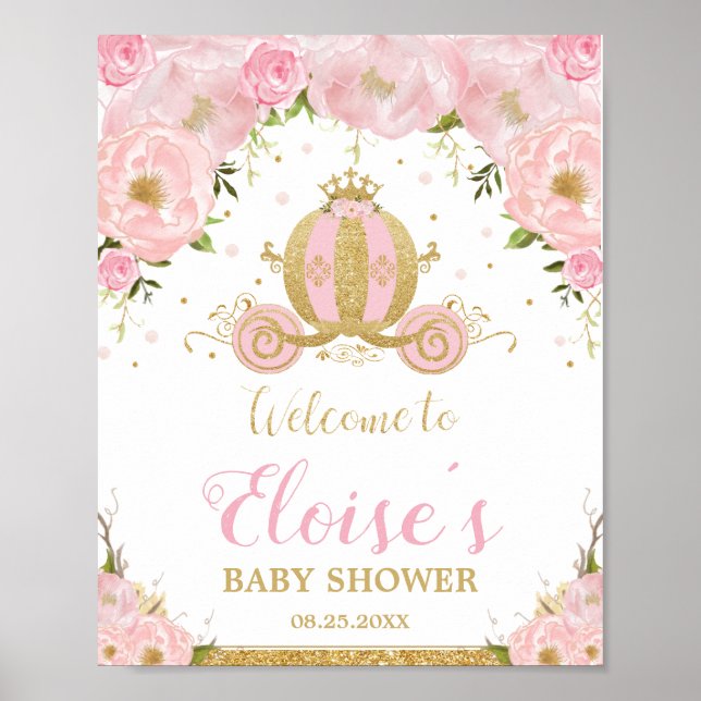 Poster Petite Princesse Carrie Blush Rose Floral Bienvenu (Devant)