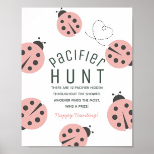 Poster Petite Punaise de l'Amour Coccinelle Rose Chasse à