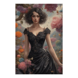 Poster Petite robe noire conçue par l'IA - Art rétro Glam