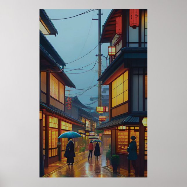 Poster Petite route japonaise Rainy (Devant)