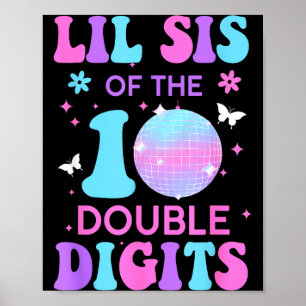 Poster Petite Sœur de la Fille d'Anniversaire Double Chif