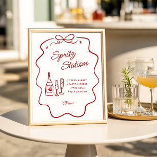 Poster Petite Station de Spritz Cadre Doodle Rouge That's