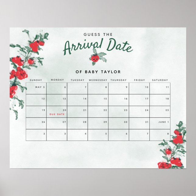 Poster Petite tomate Rustique fille Baby shower Guess Dat (Devant)