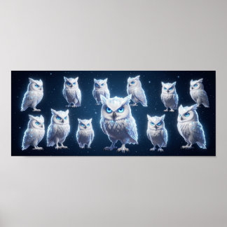 Poster Petites chouettes blanches ++