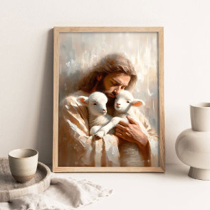 Poster Petits Agneaux, Art Chrétien Numérique, Jésus Sauv